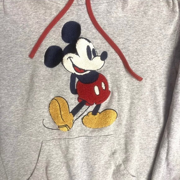 Walt Disney Sz M Original Mickey Mouse Raised Embroidered Hoodie Sweatshirt - Picture 3 of 12
